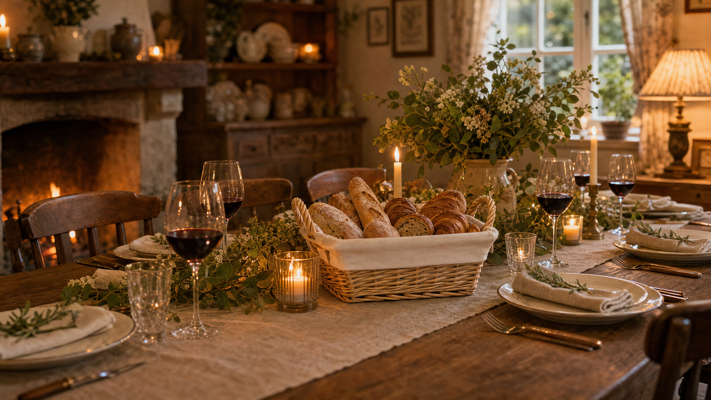 European Country-Style Woven Bread Basket with Two Handles