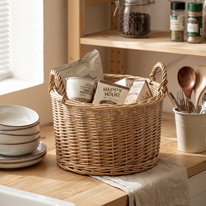 HANDWOVEN WICKER STORAGE BASKET