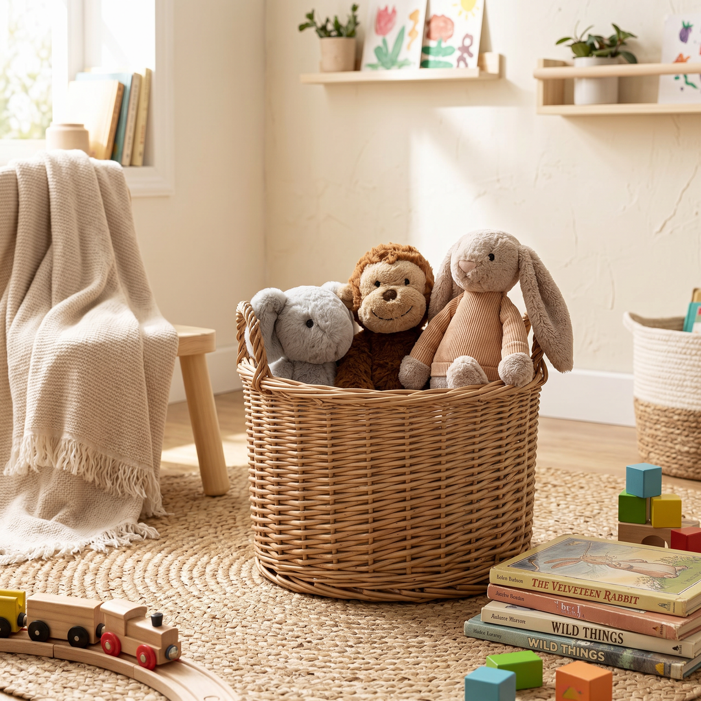 HANDWOVEN WICKER STORAGE BASKET