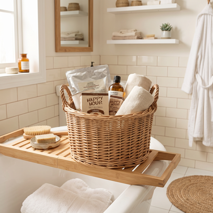 HANDWOVEN WICKER STORAGE BASKET