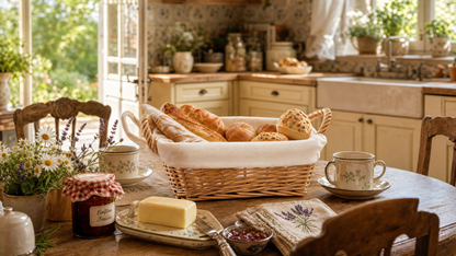 European Country-Style Woven Bread Basket with Two Handles
