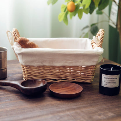 European Country-Style Woven Bread Basket with Two Handles