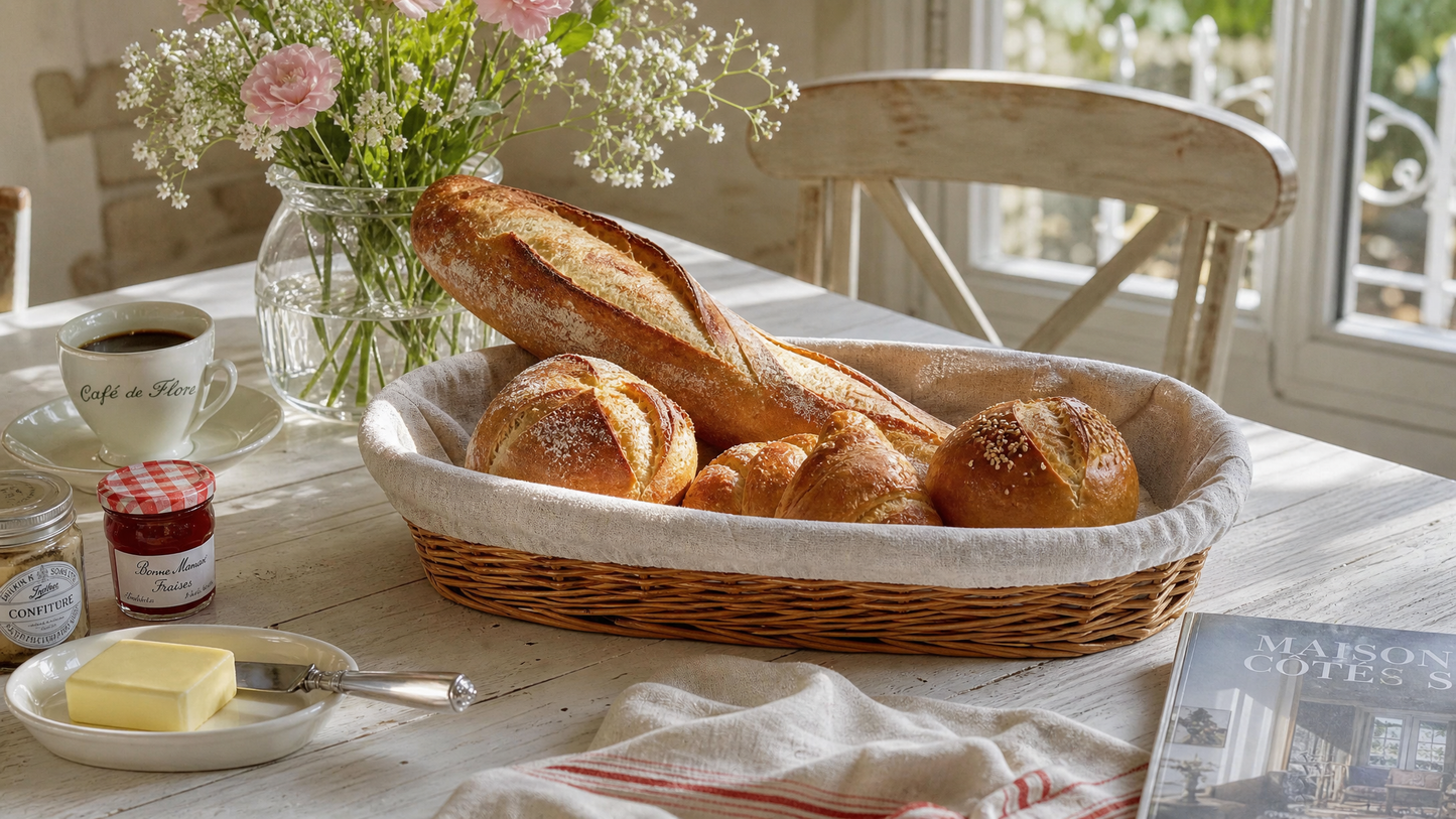European-style rustic woven bread basket