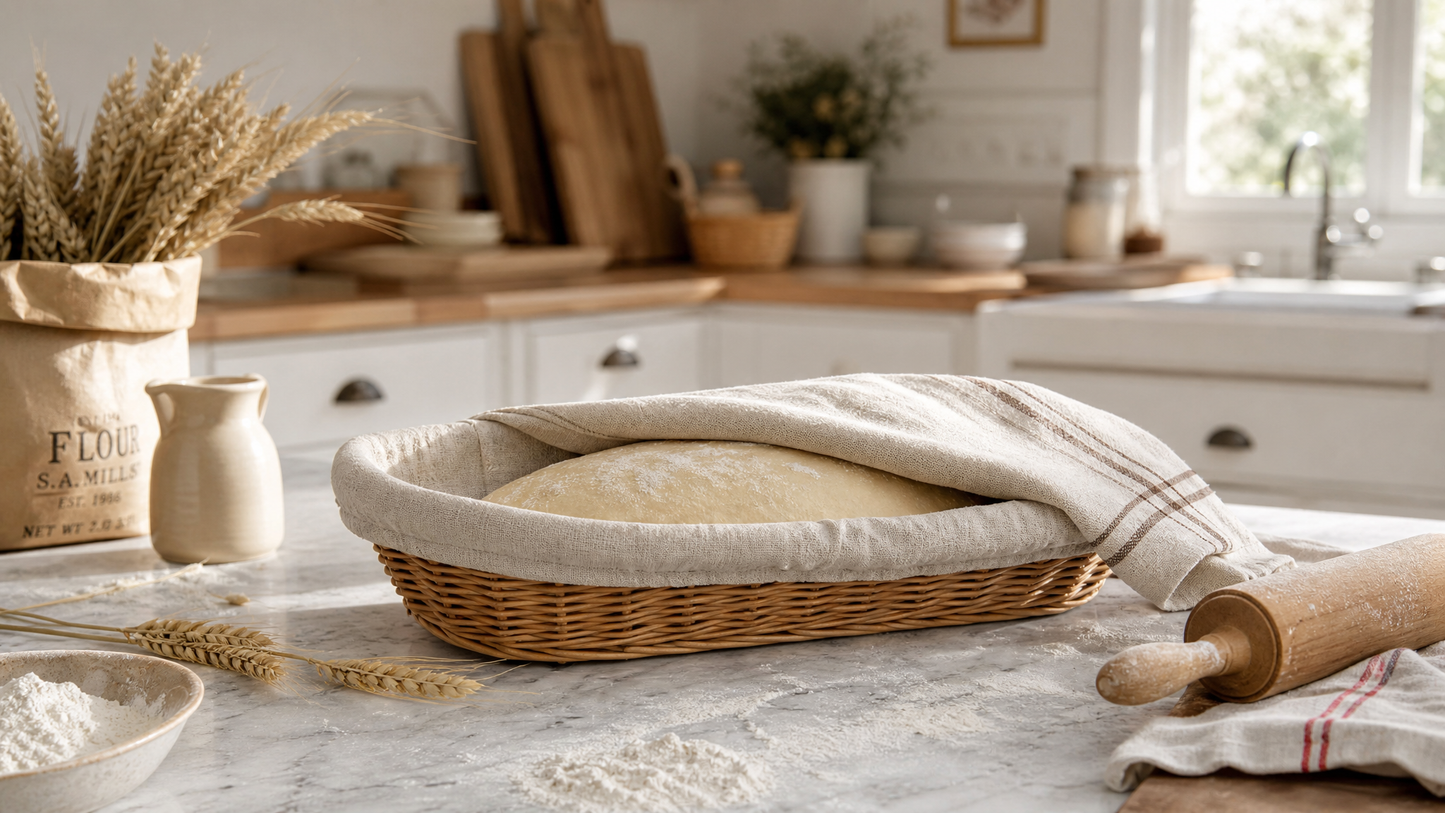 European-style rustic woven bread basket