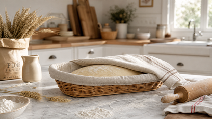 European-style rustic woven bread basket