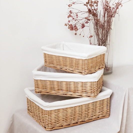 Natural-colored Woven Rattan Desktop Storage Basket